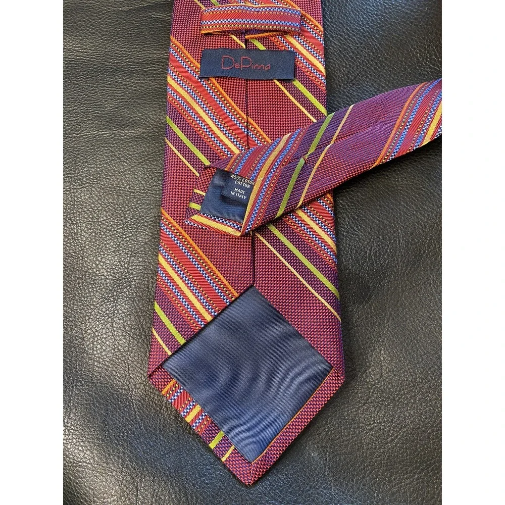 De Dinno Red Stripe Tie Classic Lawyer Interview Christmas Valentine Silk/Cotton